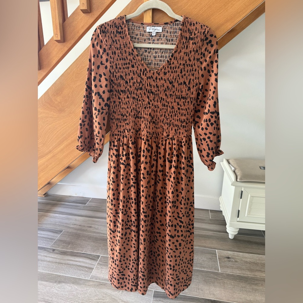 Polygram Smocked Midi Dress
